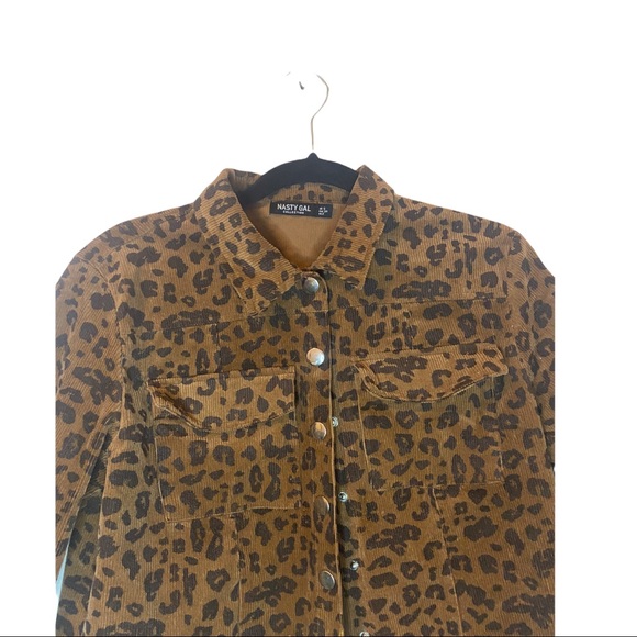 Nasty gal leopard corduroy jacket size 4 - Picture 2 of 3